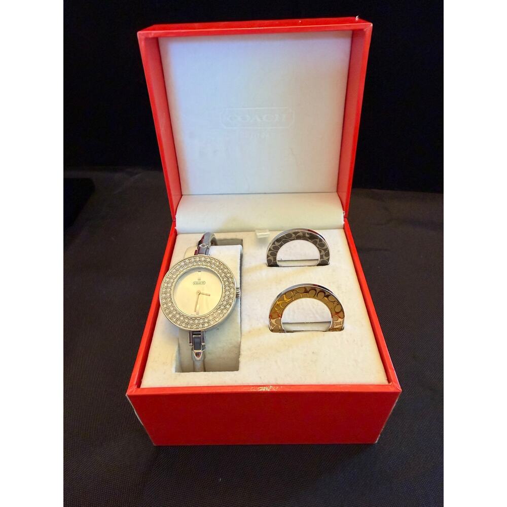 Vintage Coach interchangeable bezel bangle watch gift set 0274, never used 6.5” - Picture 3 of 16